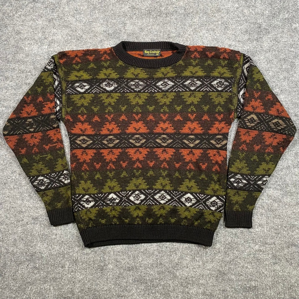 Bay Trading Co Vintage 90s Southwestern‎ Geometric Knit Sweater Mens Medium USA